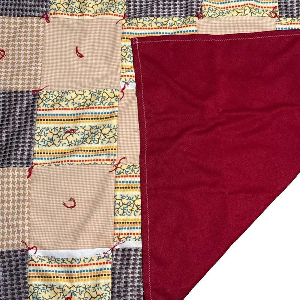 This vintage-style, handmade patchwork quilt 44x 37 Lap Quilt Made In The 1960's